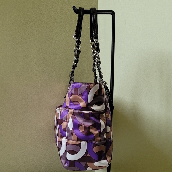 COACH MADISON CHAINLINK EAST MEET WEST BAG PURPLE MULTI #15549 - Picture 5 of 16